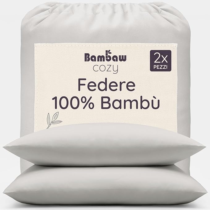 Federe In Bambù WishSmile 50x70 Cm – Set Da 2 Pezzi, Traspiranti, Ipoallergeniche, Morbide Come La Seta, Assorbono L'Umidità – Per Dormienti Caldi E Pelli Sensibili
