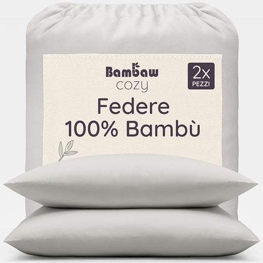 Set di Federe in Bambù Naturale Antibatteriche – Confezione da 2