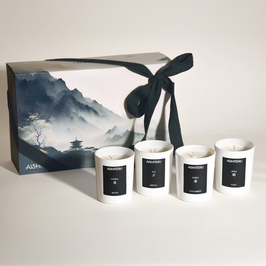 Assortimento di 4 candele profumate 75 g - Cofanetto Wabi-Sabi