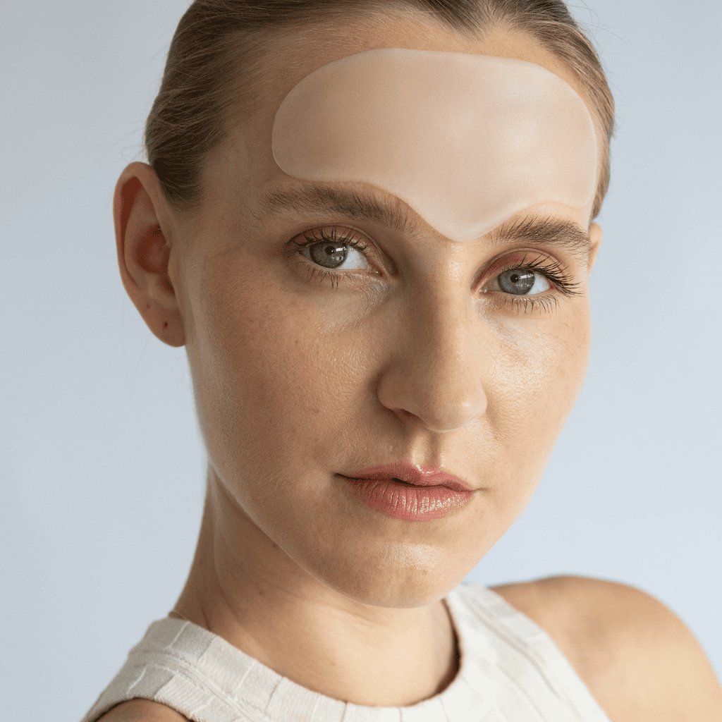 Beauty patch riutilizzabile con hexapeptide per la fronte