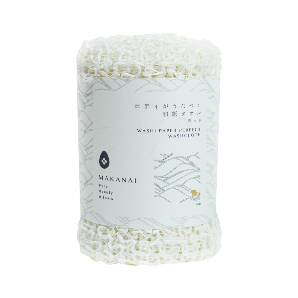 Asciugamano esfoliante in carta washi MAKANAI: Bianco