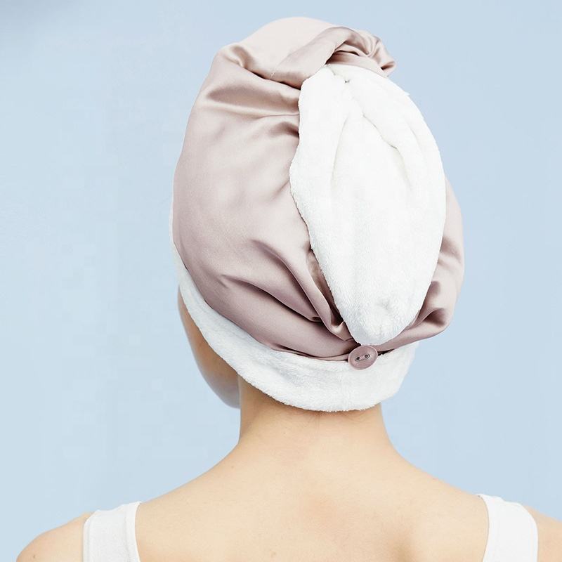 Turbante Asciugacapelli Double Face Seta-Cotone